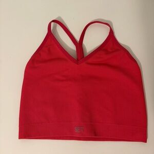 Set Active Dark Pink Ribbed Tank Top